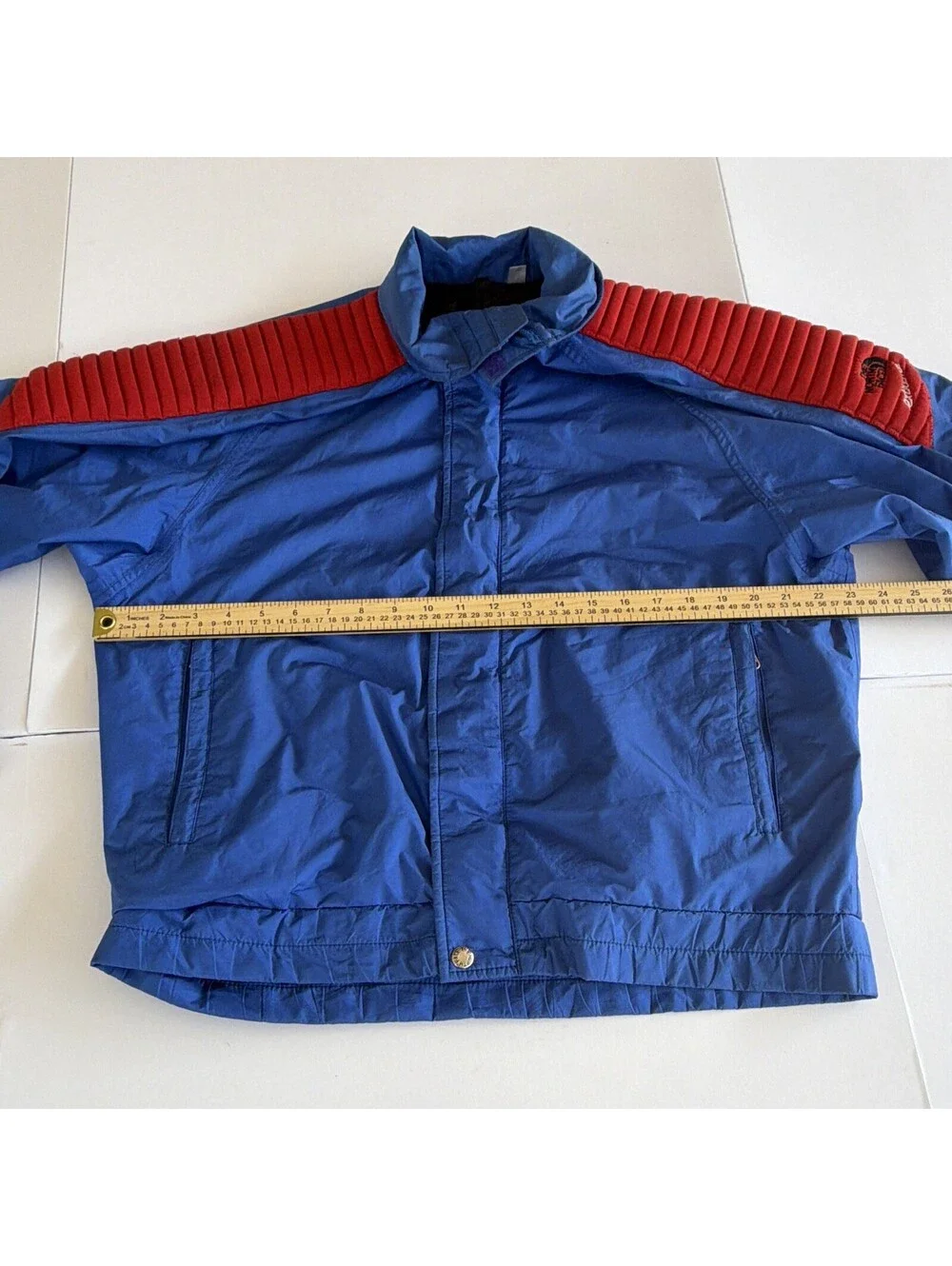 Vintage The North Face Men's Blue Red Solid Full Zip Logo Jacket Pockets Size M